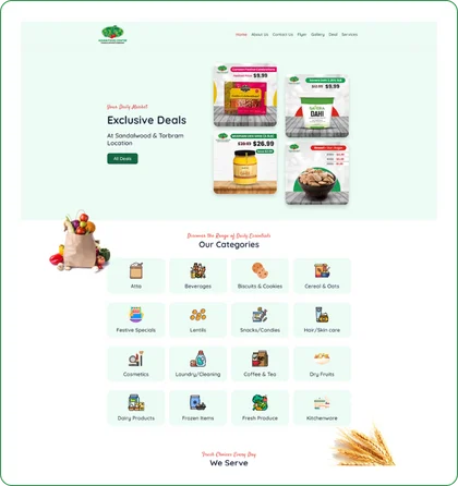 asian food centre website landing page overview